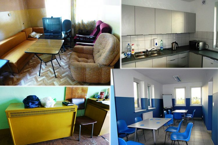 Pomieszczenia socjalne na oczyszczalni przed i po modernizacji